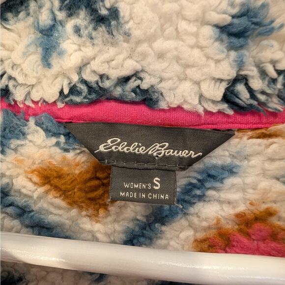 Eddie Bauer Fleece Pullover 1/4 Zip Tribal Inspired Pattern Cozy Layer - Size S - Picture 6 of 7